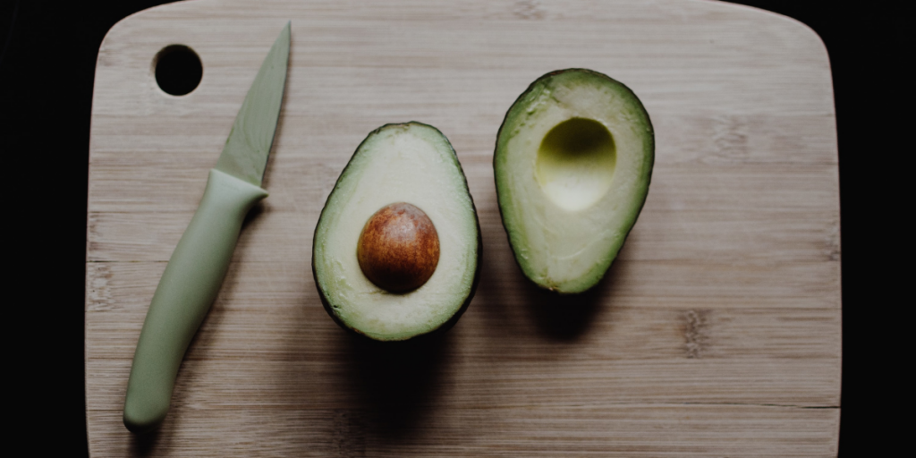 An avocado cut in half