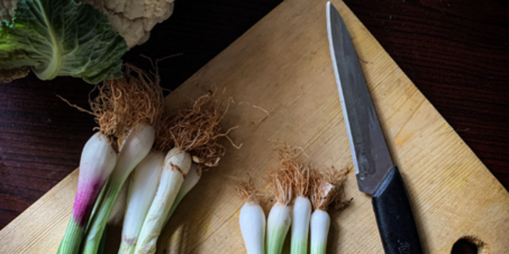 Shallots on a chopping board