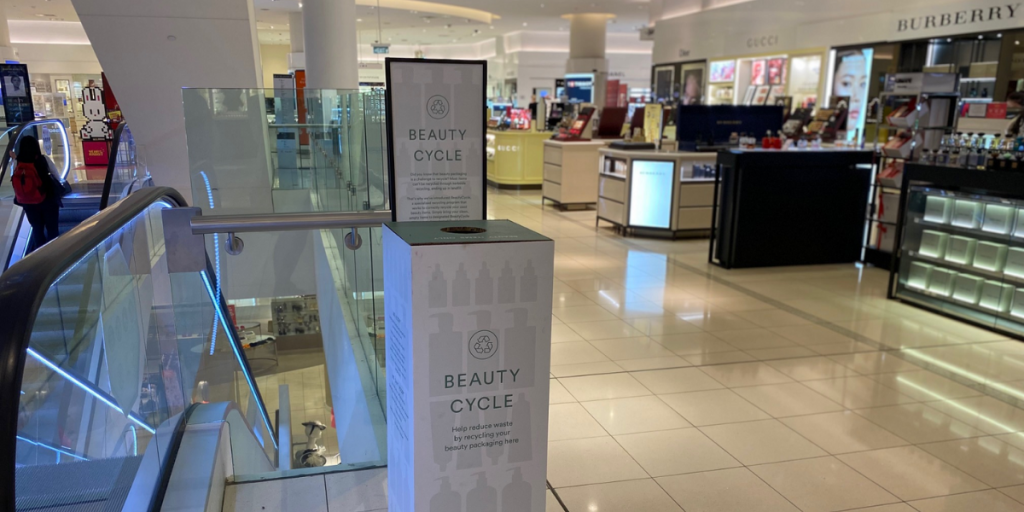 Recycling bin at David Jones