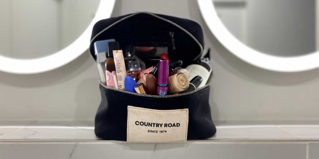 Makeup bag with makeup in it