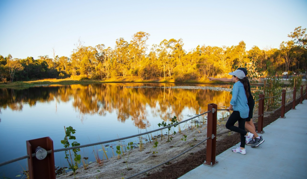 Children overlooking water at Warril park