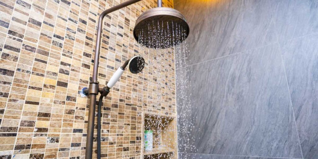 A leaking shower head