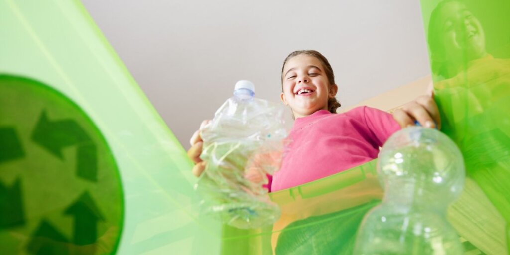 Plastic bottles in bin