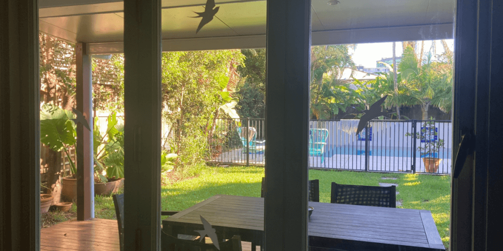 View from loungeroom into backyard